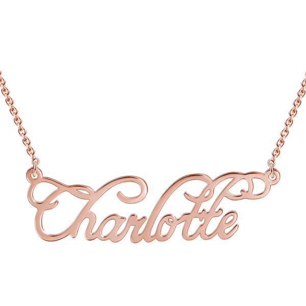 925 Sterling Silver "Charlotte" Style Name Necklace Nameplate Necklace - onlyone