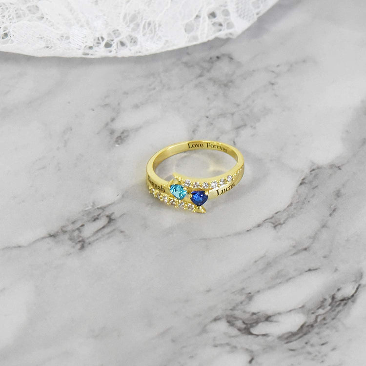 925 Sterling Silver Personalized Love Heart Mothers Ring