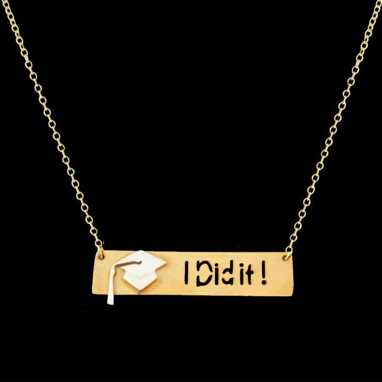 Bar Graduation Cap Necklace I Did It - onlyone