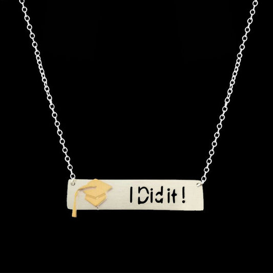 Bar Graduation Cap Necklace I Did It - onlyone