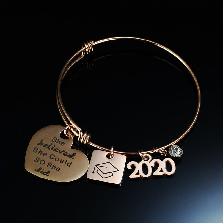 2020 Inspirational Graduation Gifts Bracelet with She Believe She Could So She Did - onlyone
