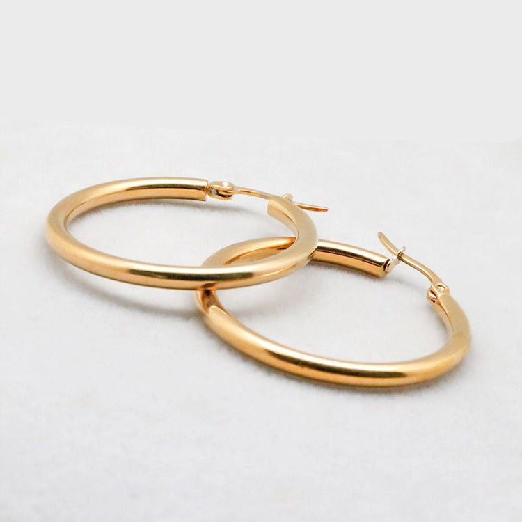 Classic Diameter Huggie Hoop Earrings Gold Plated - onlyone