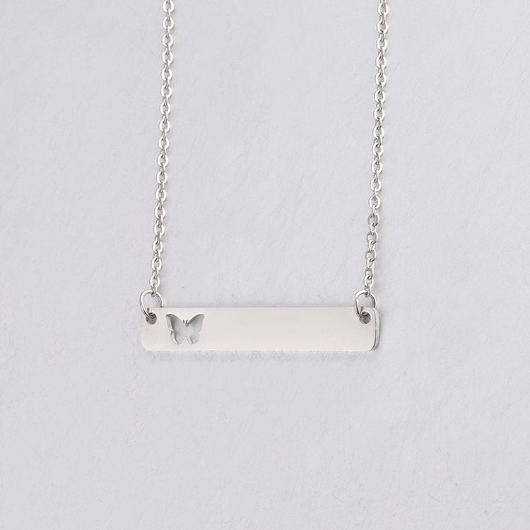 925 Sterling Silver Butterfly Bar Necklace - onlyone