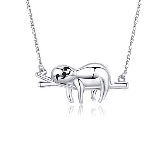 925 Sterling Silver Lazy Sloth Fashion Necklace. - onlyone