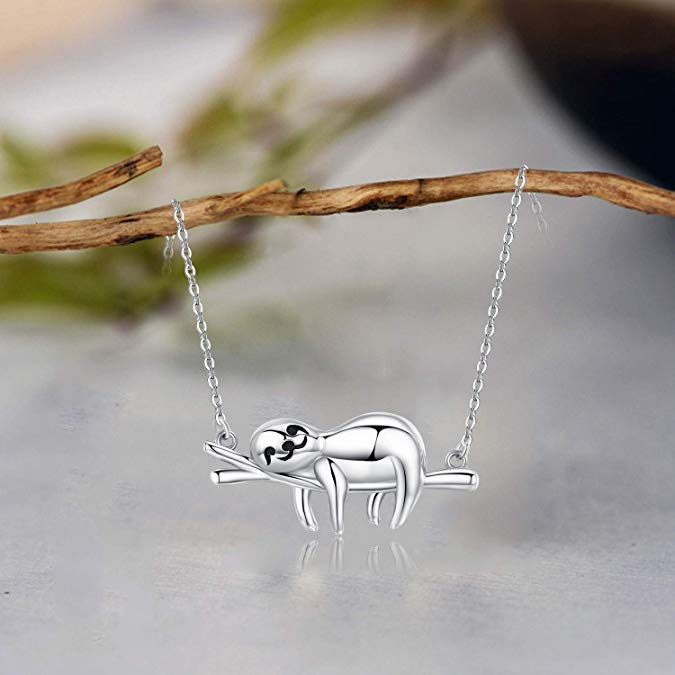 925 Sterling Silver Lazy Sloth Fashion Necklace. - onlyone
