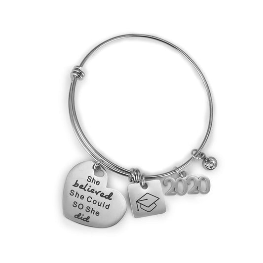 2020 Inspirational Graduation Gifts Bracelet with She Believe She Could So She Did - onlyone