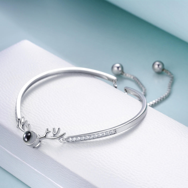 925 Sterling Silver I Love You In 100 Languages Deer Bracelet Hidden Message Bracelet Valentines Day Gift - onlyone