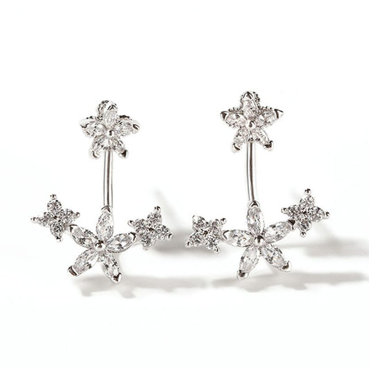 925 Sterling Silver Flower Sterling Silver Ear Jackets