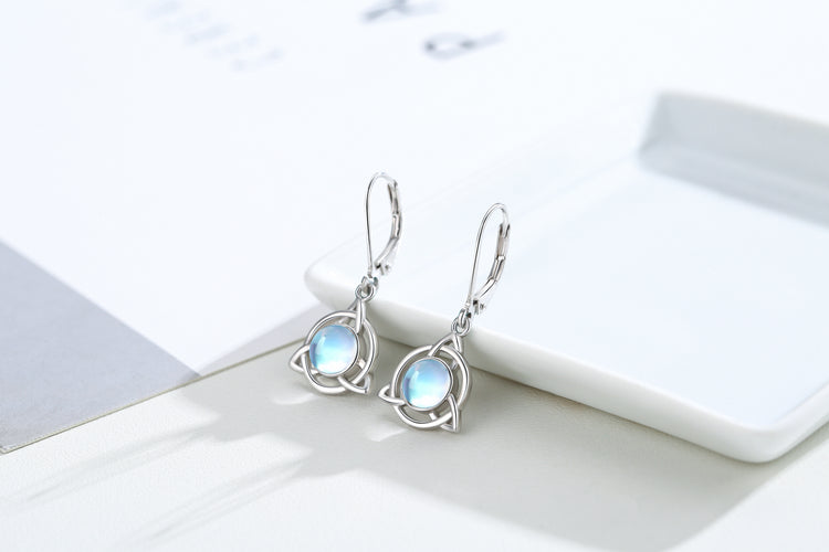 Moonstone Celtic Knot Leverback Earring