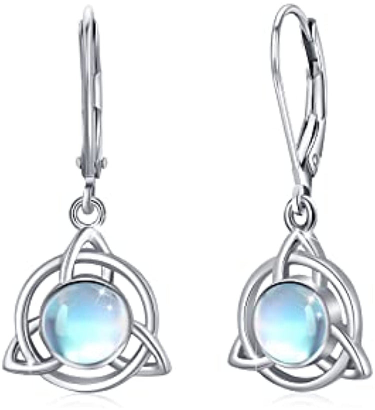Moonstone Celtic Knot Leverback Earring