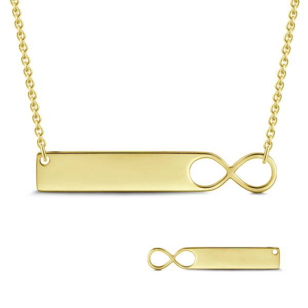925 Sterling Silver Engraved Infinity Bar Name Necklace Nameplate Necklace - onlyone
