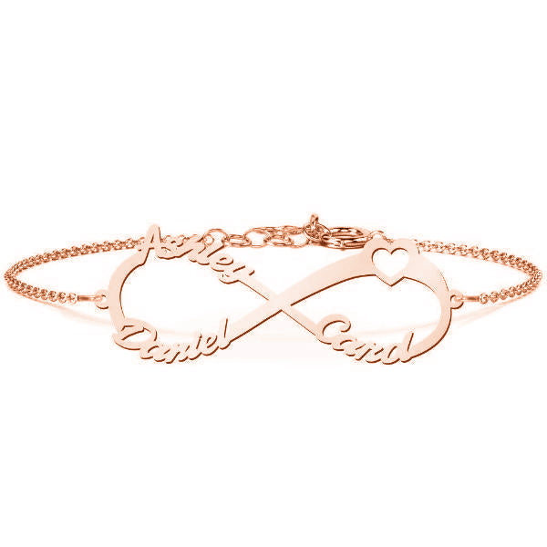 925 Sterling Silver Personalized Infinity Bracelet Heart Length 6�7.5�- onlyone