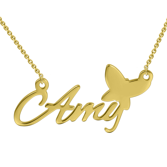"Amy"Style 14K Personalized Name Necklace Adjustable 16" - 20" White Gold/Yellow Gold/Rose Gold - onlyone