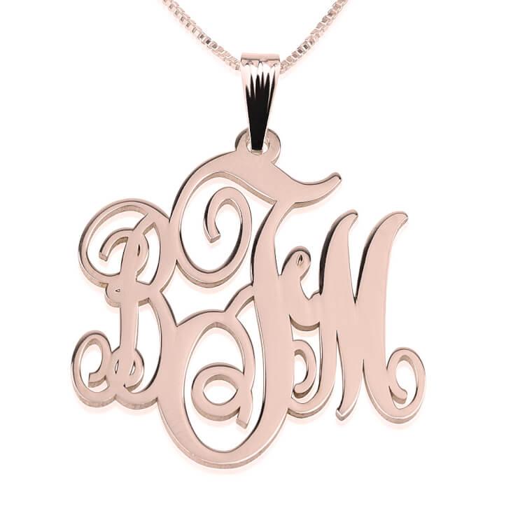 925 Sterling Silver Classic Monogram Necklace - onlyone