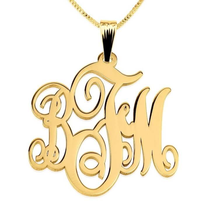925 Sterling Silver Classic Monogram Necklace - onlyone
