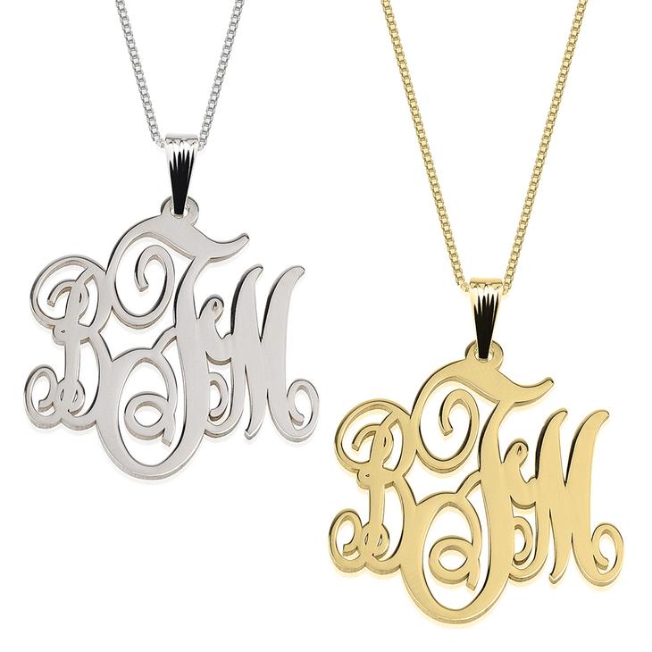 925 Sterling Silver Classic Monogram Necklace - onlyone