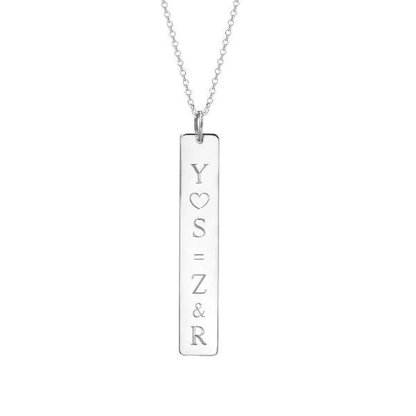 14K Gold Personalized Vertical Nameplate Necklace Adjustable 16" - 20" - onlyone