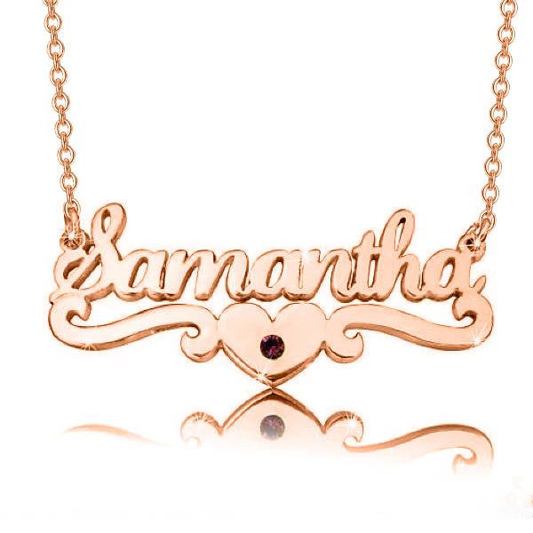 14K Gold Personalized Samantha Style Heart Name Necklaces Adjustable 16" - 20" - onlyone