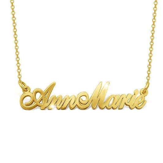 14K Gold Personalized Two Names Necklace Adjustable 16" - 20" - onlyone