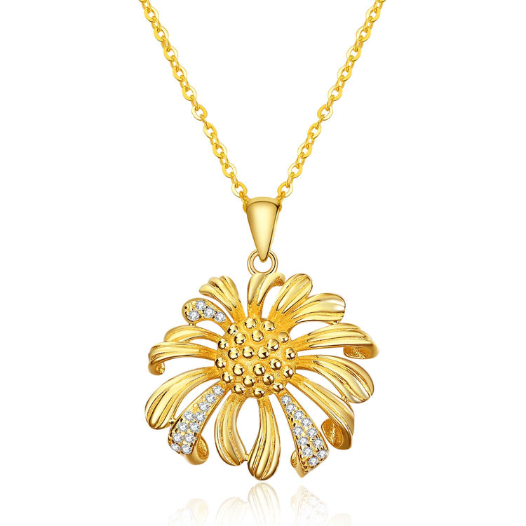 925 Sterling Silver Sunflower Necklace - onlyone