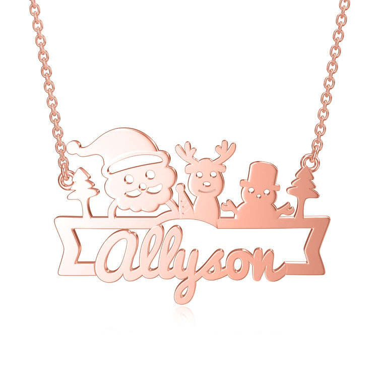 925 Sterling Silver Christmas Name Necklace