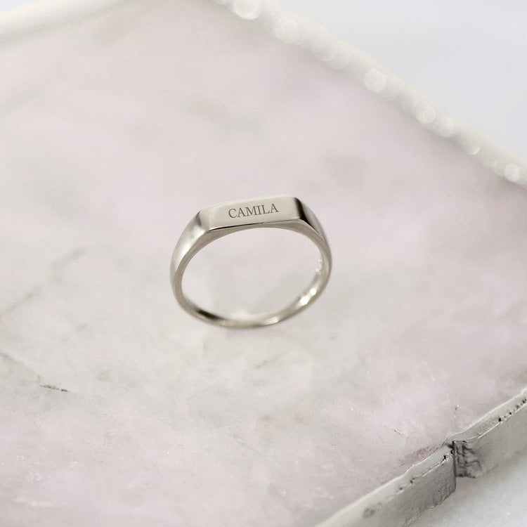 Bague avec nom gravé personnalisé en argent sterling 925