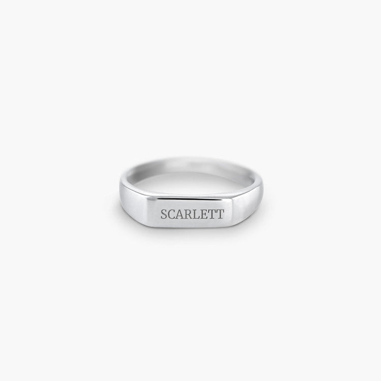 Bague avec nom gravé personnalisé en argent sterling 925