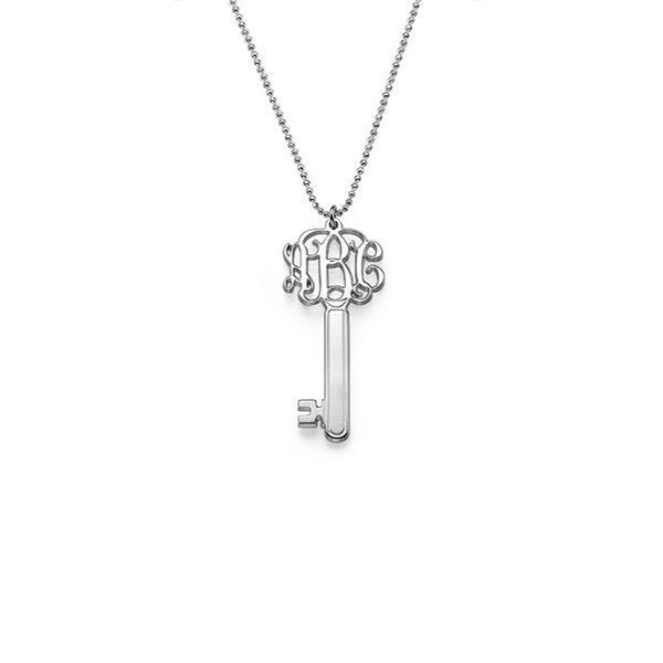 925 Sterling Silver Initial Key Monogram Necklace Gift For Girlfriend Gift For Her - onlyone