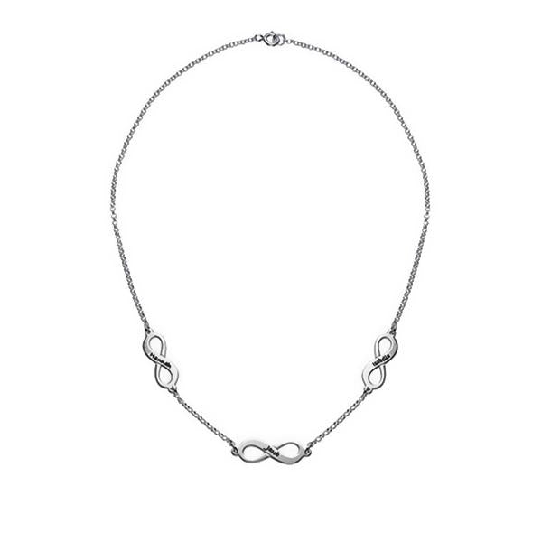 925 Sterling Silver Engraved Infinity 3 Names Necklace Nameplate Necklace - onlyone
