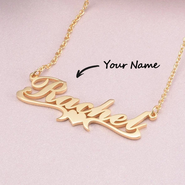 10K/14K Gold Personalized Middle Heart Name Necklace Adjustable 16" - 20" - onlyone