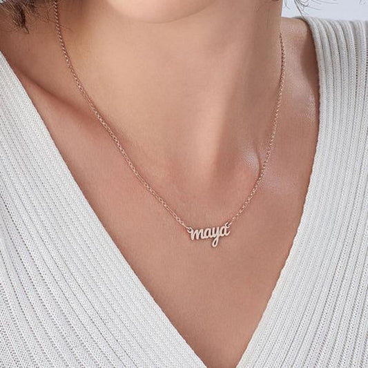 925 Sterling Silver "Maya" Style Custom Name Necklace Nameplate Necklace - onlyone