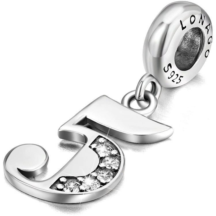925 Sterling Silver Lucky Number 1-9 Charms Fit for Bracelet and Necklace
