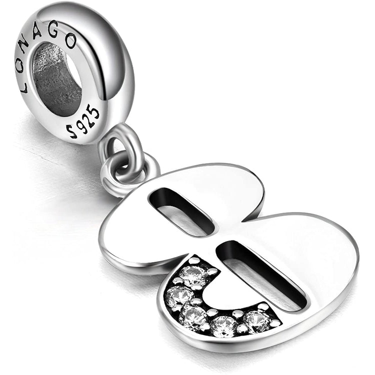 925 Sterling Silver Lucky Number 1-9 Charms Fit for Bracelet and Necklace