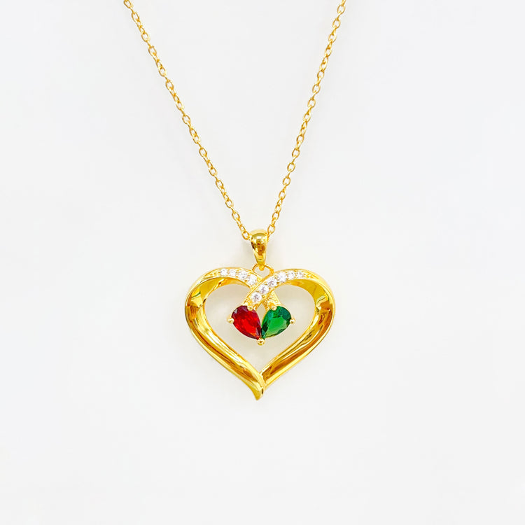 Solid 10K Yellow Gold Customized Birthstone Necklace