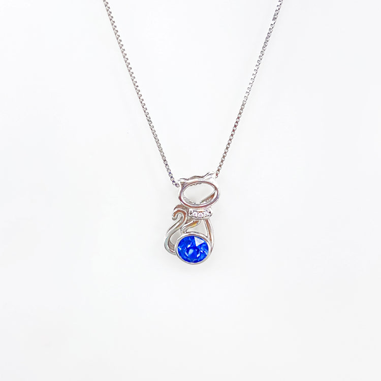 Cat Pendant Necklace with Yellow Crystal