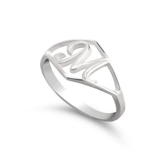 925 Sterling Silver Personalized Script Initial Ring - onlyone