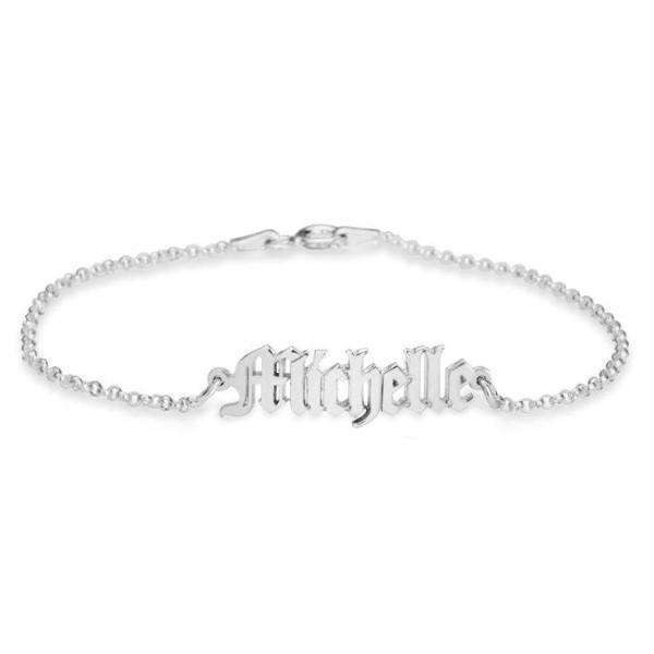 925 Sterling Silver Personalized Old English Name Bracelets 6�7.5�Nameplate Bracelet - onlyone