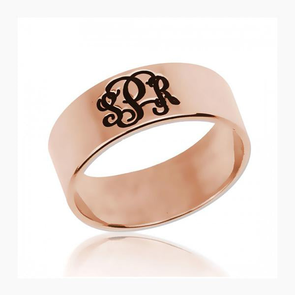 925 Sterling Silver Personalized Three Initials Monogram Ring - onlyone