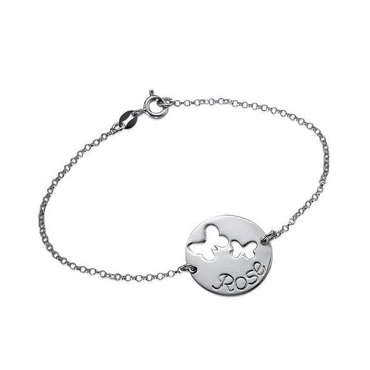 925 Sterling Silver Personalized Butterfly Name Bracelet - onlyone