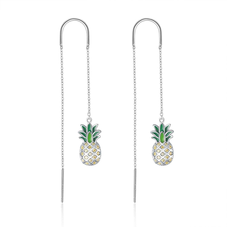 925 Sterling Silver Pineapple Pendant Earrings With Yellow Cubic Zircon