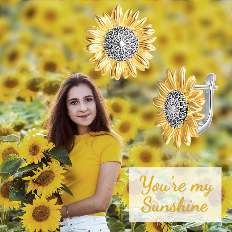 925 Sterling Silver Sunflower Earrings - onlyone