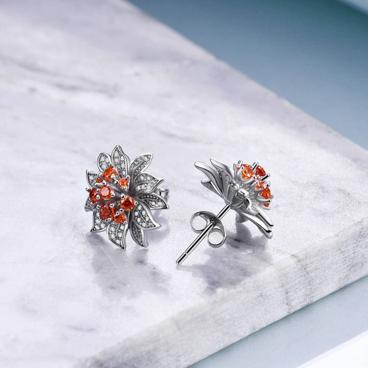 925 Steling Silver Zirconia Flower Stud Earrings - onlyone