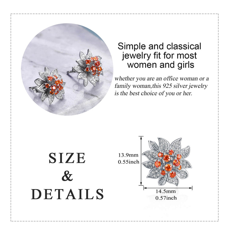 925 Steling Silver Zirconia Flower Stud Earrings - onlyone