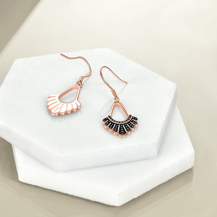 925 Sterling Silver Dangle Drop Dissent Collar Earrings, Ginsburg Earrings, RBG Earrings