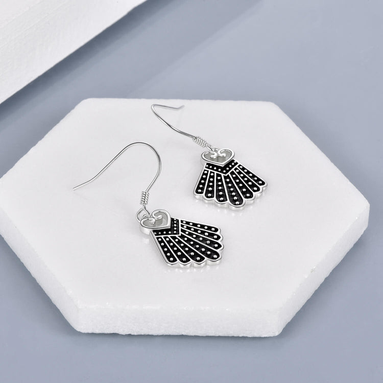 925 Sterling Silver Heart Dissent Collar Earrings