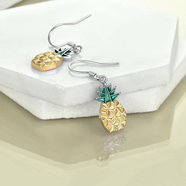 PRAYBIRDS 925 Sterling Silver Dangle Pineapple Earrings And Necklace