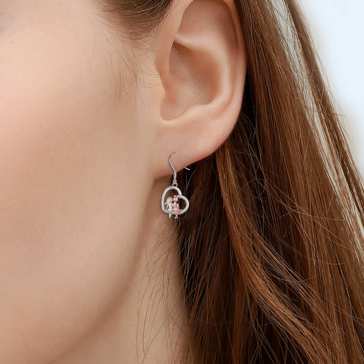 925 Sterling Silver BFF Heart Pendant Earrings