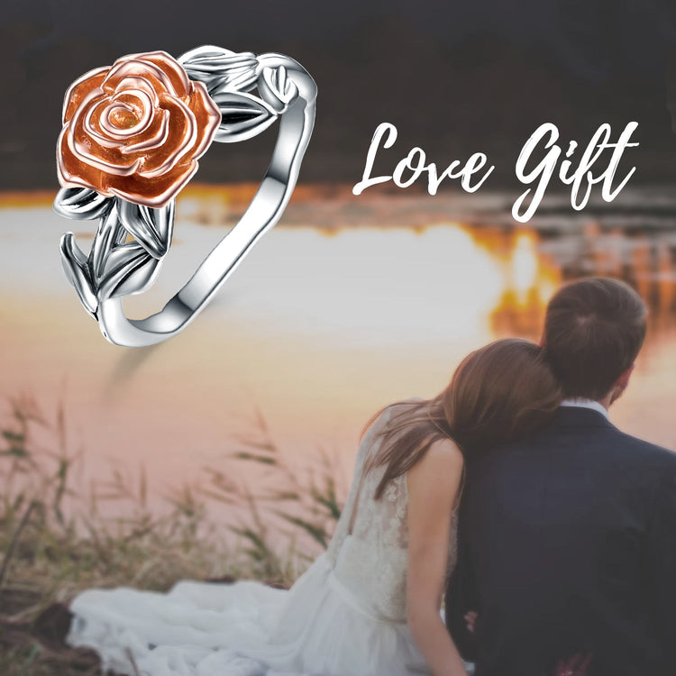 925 Sterling Silver Rose Flower Ring, Gift For Girl - onlyone
