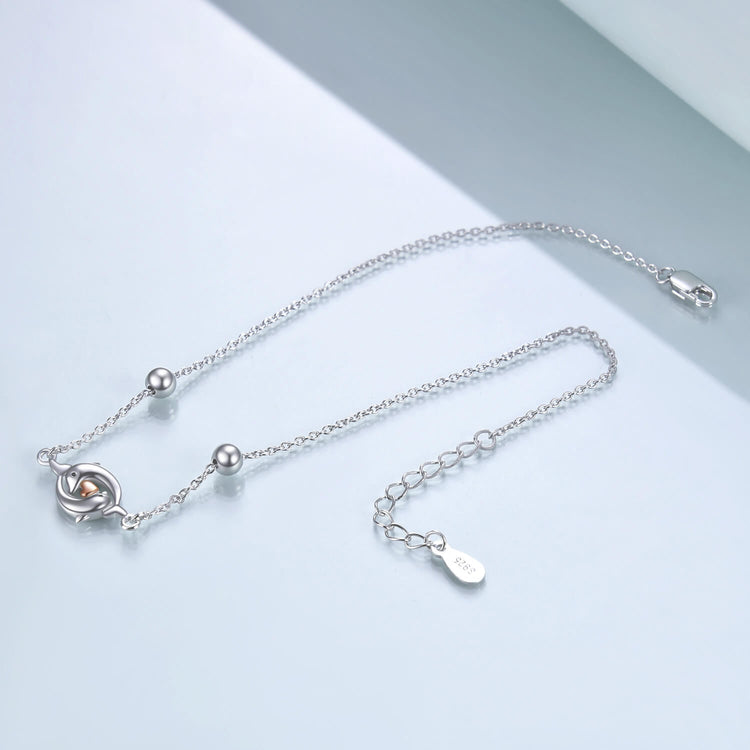 925 Sterling Silver Double Dolphin Anklets Bracelet for Women - onlyone
