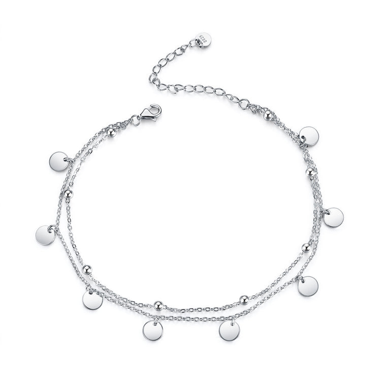925 Sterling Silver Double Chains Anklet - onlyone
